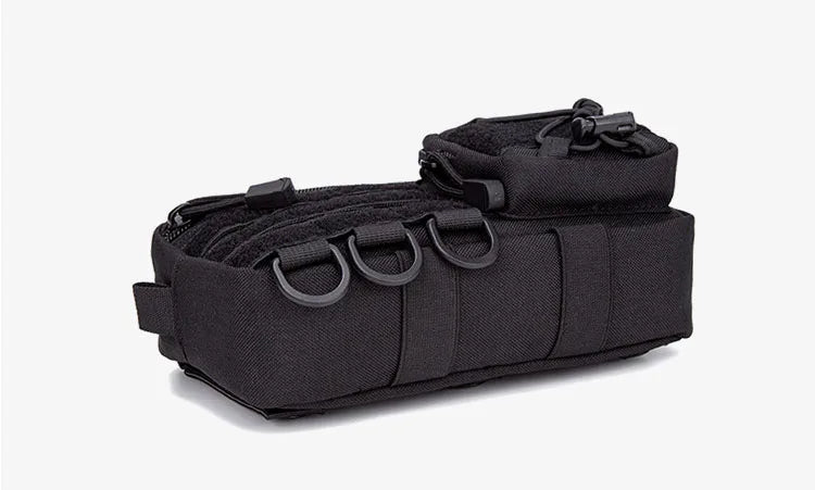 Pochette d'administration horizontale tactique Molle avec poche avant à cordon, pochette modulaire EMT, sac de rangement utilitaire EDC, sac de taille d'extérieur