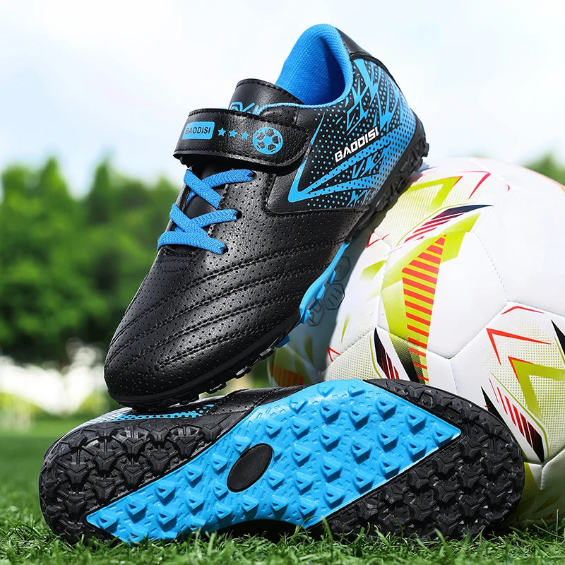 Sxfdneay Chaussures de Football Futsal Enfant Garçon — Cuir Verni, Semelle TPR, Intérieur