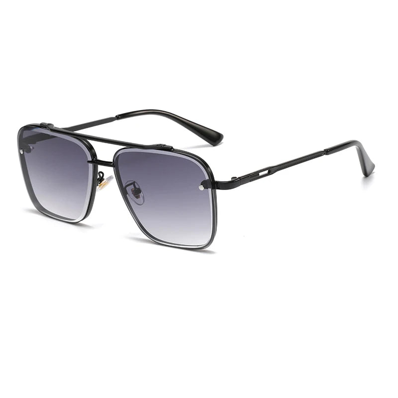 New Gradient Sunglasses for Men Fashion Metal Big Frame Sunglasses Luxury Brand Design Sunglasses for Men