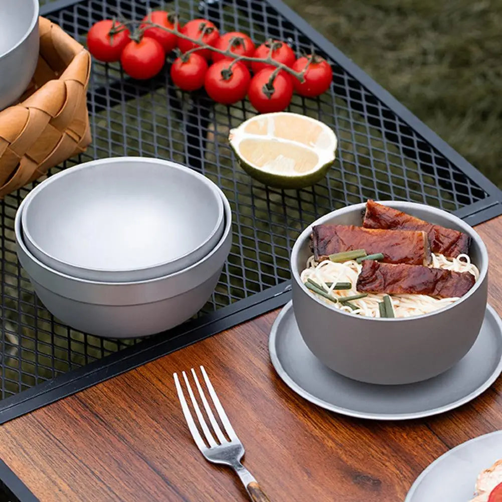 Bol Portable en titane à Double paroi, ultraléger, vaisselle de Purification écologique pour Camping en plein air barbecue pique-nique arrière
