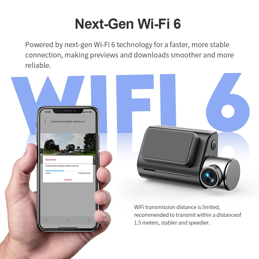 Dashcam 4K Avant & Arrière WiFi6 — Commande Vocale Enregistreur Application