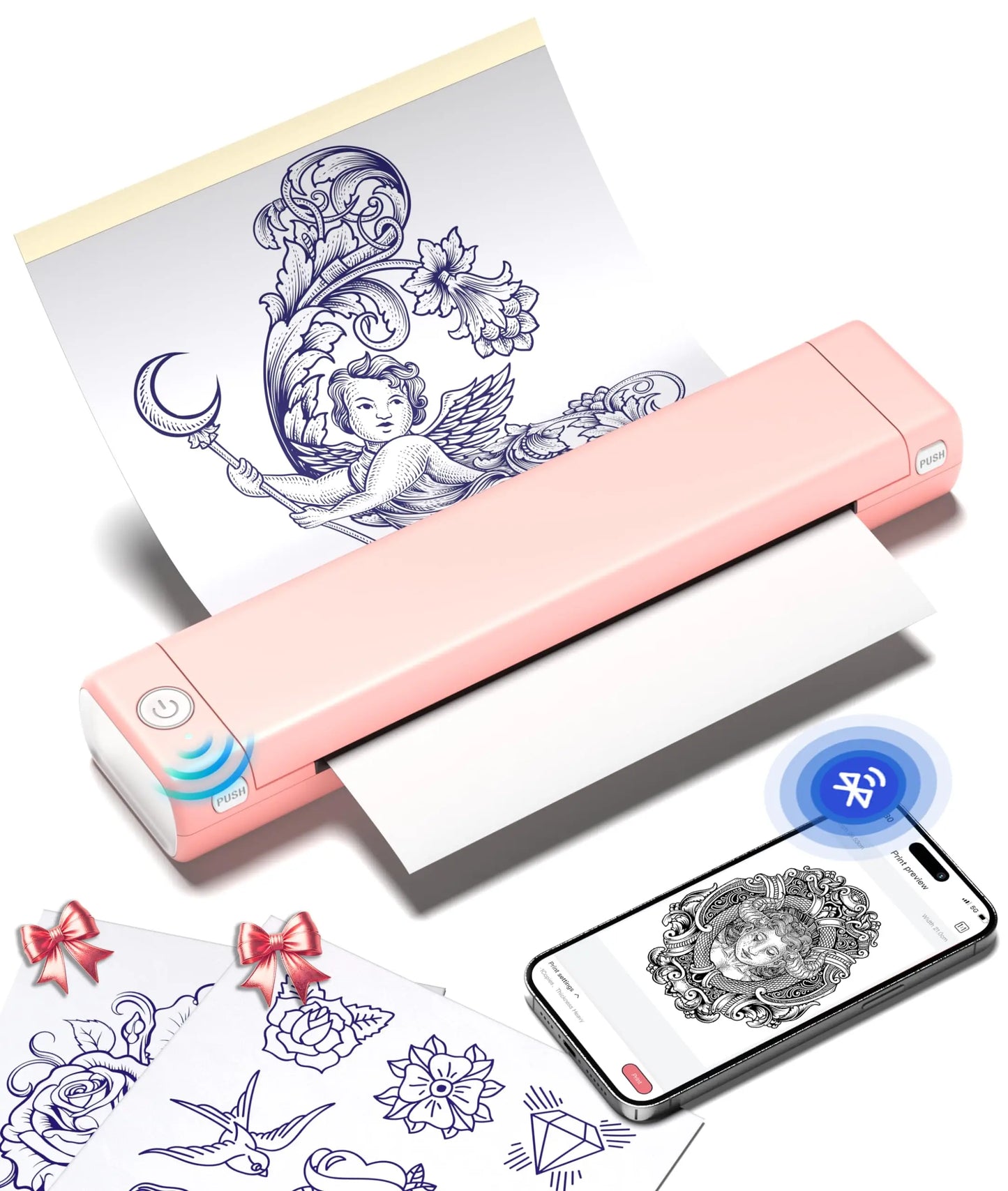 Phomemo - Impresora de esténciles de tatuajes Bluetooth, máquina de tatuar inalámbrica M08F con 10 papeles de transferencia gratis, para artistas y principiantes