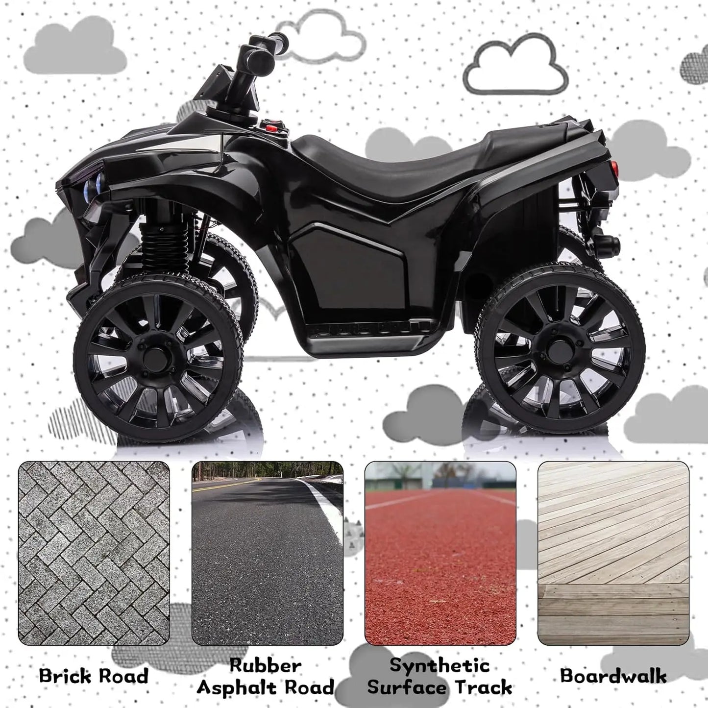 6V Ride-On Toy, Kids 4-Wheeler ATV with Max 1.8 MPH, Wear-Resistant Wheels, Music, and Foot Pedal, Electric Quad Car for Kids
