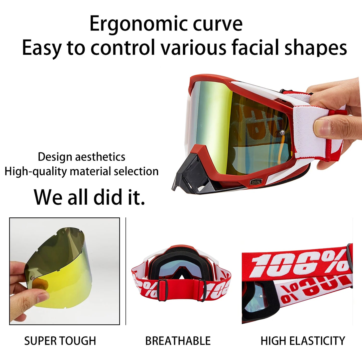 Motocross goggles, windproof and unbreakable glasses for ATV, UTV and off-road sports