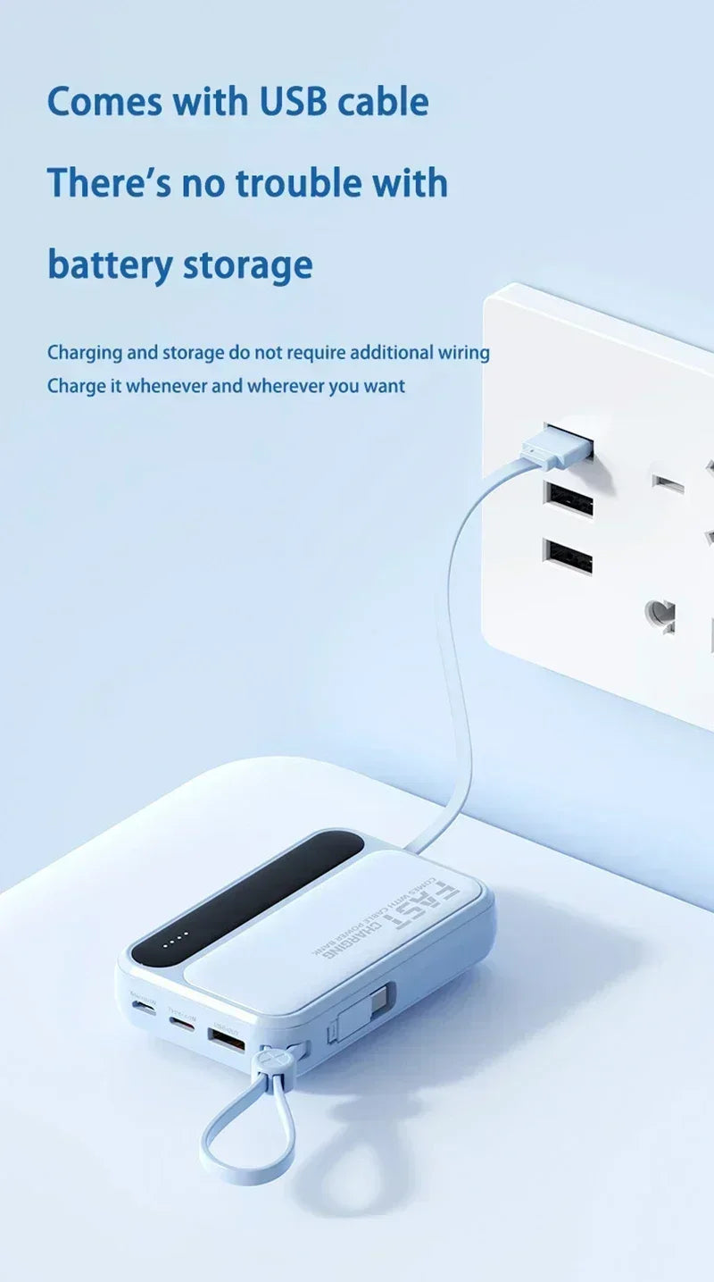 Banque d'alimentation VIVO 500000mAh, grande capacité, charge ultra-rapide, batterie externe portable, 4 câbles intégrés pour tous les téléphones
