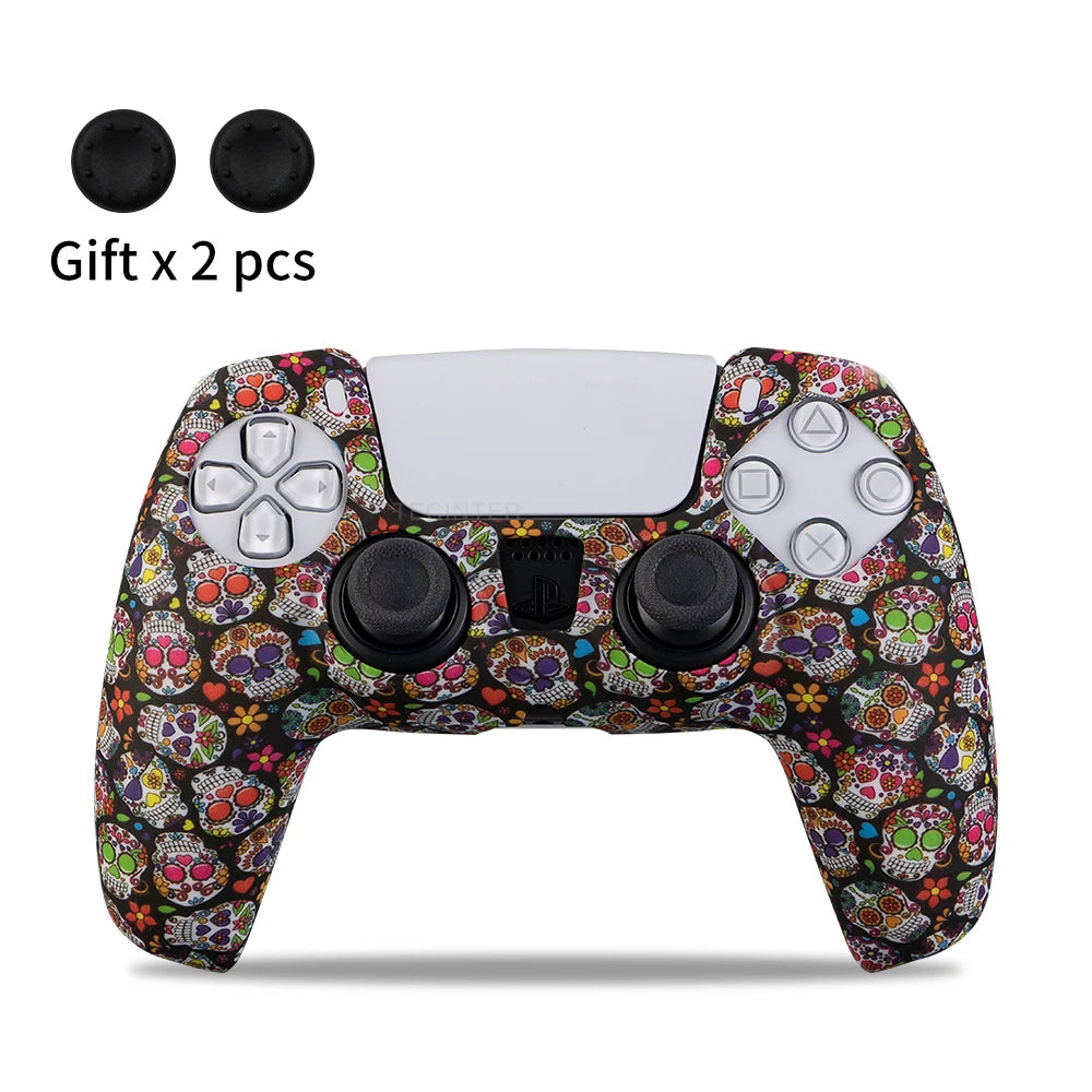 Housse de protection en silicone pour manette de jeu Slim — étui en caoutchouc antidérapant avec capuchons de poignées de pouce