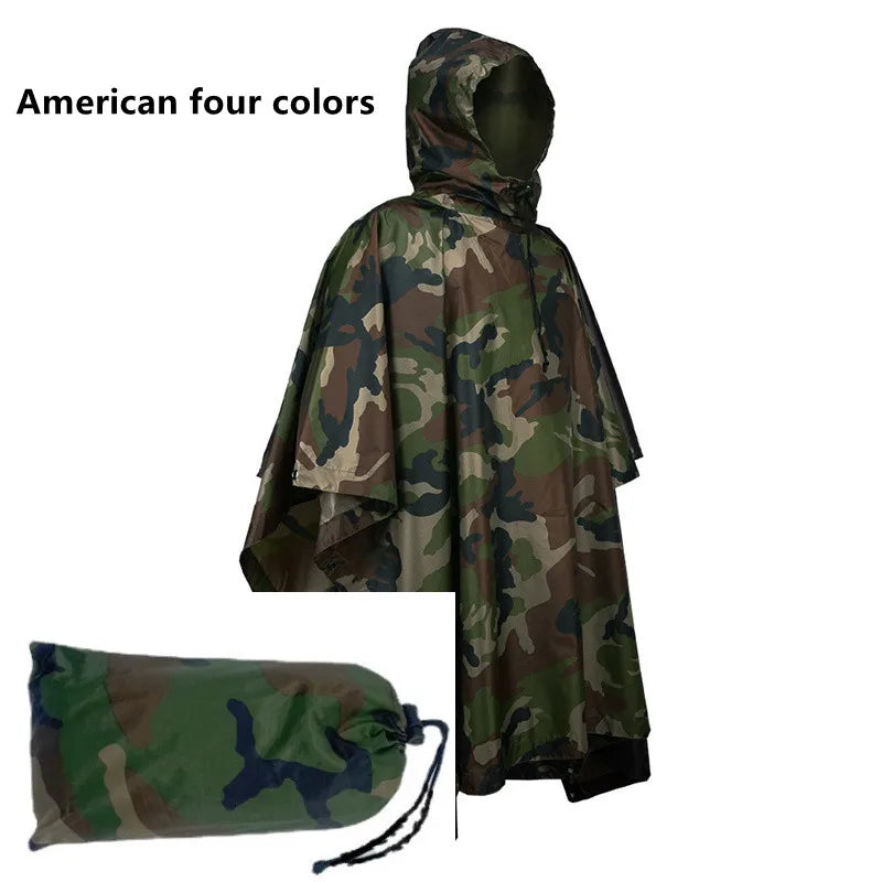 Poncho de Camouflage respirant pour l'extérieur, imperméable tactique de Jungle, observation des oiseaux, randonnée, chasse, combinaison Ghillie, équipement de pluie de voyage