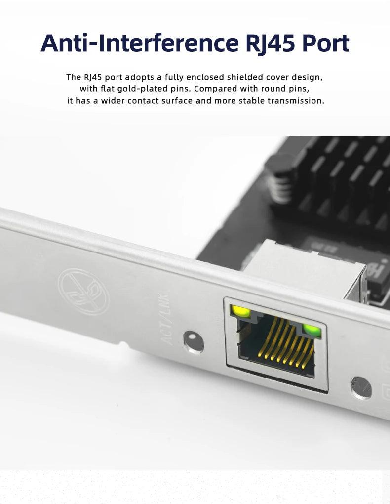 Ordinateur 5G carte réseau filaire Ethernet 5Gbps ordinateur de bureau PCI-E x1 à 5G adaptateur réseau 5000Mbps, adapté pour Windows 10/11