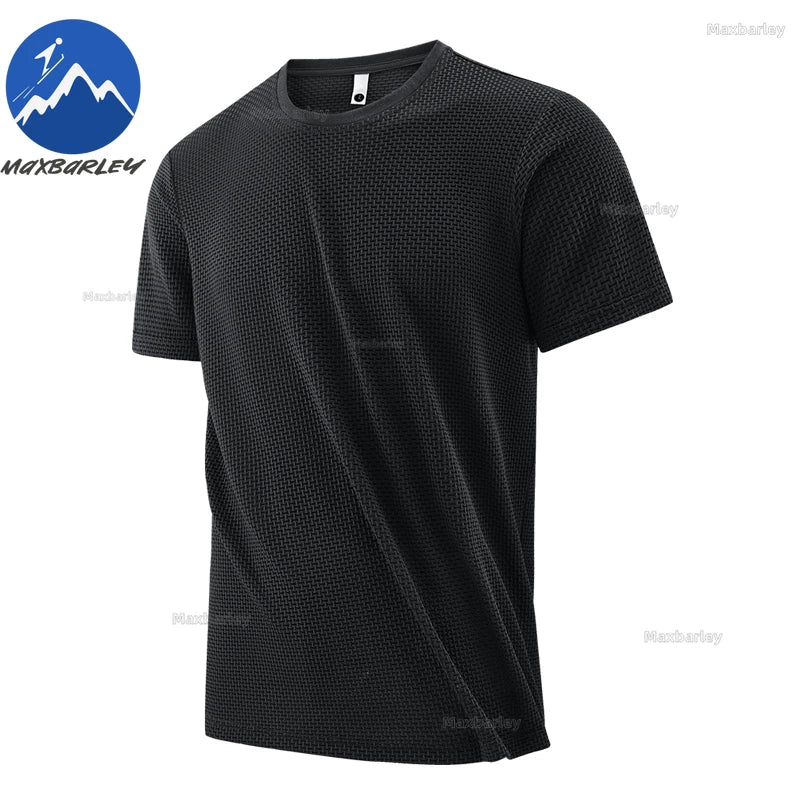 T-Shirt à manches courtes pour hommes, respirant, gaufré, séchage rapide, col rond, ample, course à pied, entraînement, haute élasticité, haut d'été fin, 2026