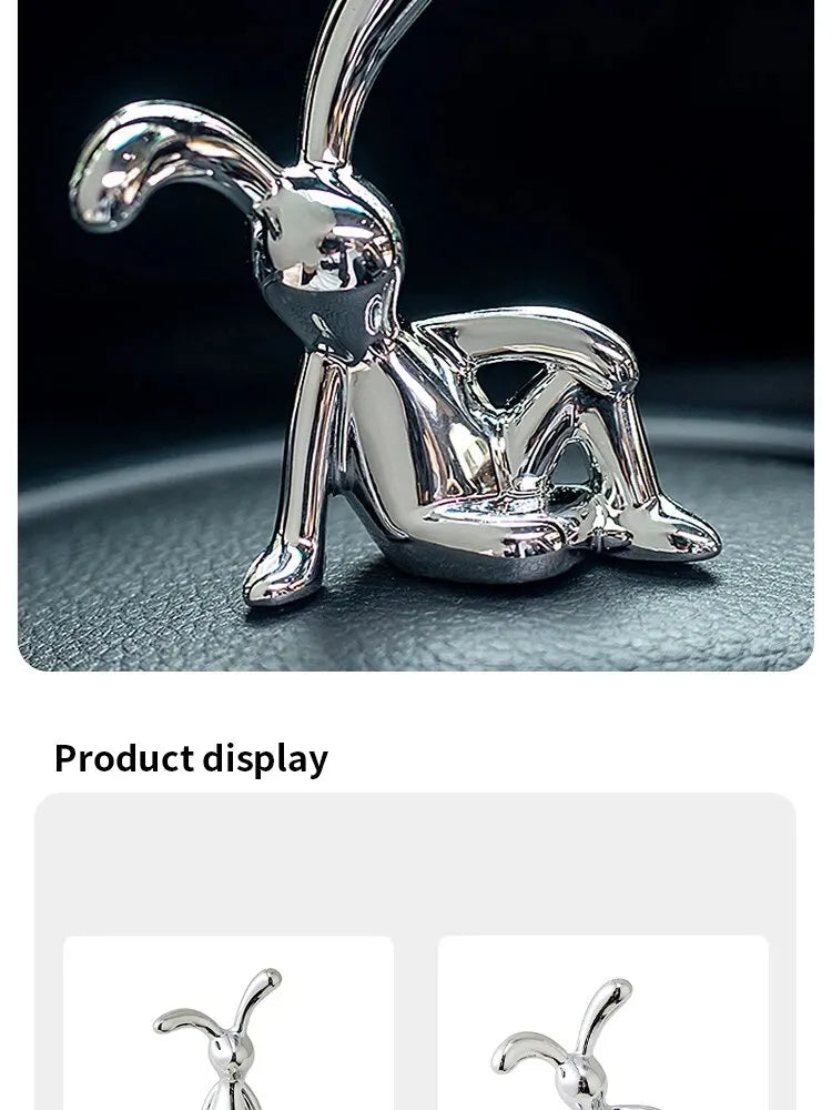 Double Statue de lapin à longues oreilles, 2 pièces, accessoires de décoration de dessin animé, salon, chambre à coucher, voiture, ornement décoratif de bureau