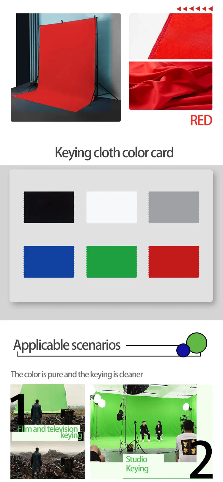 Fond de Photographie Mousseline Chromakey — Écran Vert, Blanc, Noir ou Gris Studio