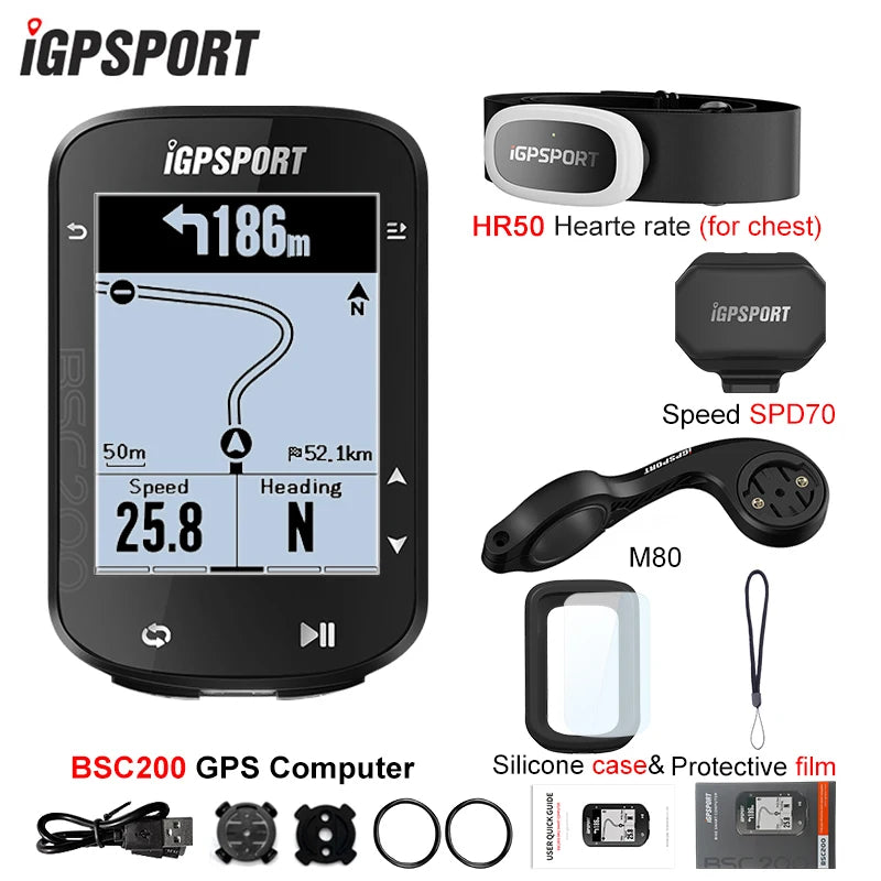 IGPSPORT BSC200 GPS Cycle Bike Computer Wireless Digital Bicycle Speedometer ANT+ Route Navigation Stopwatch Cycling Odometer