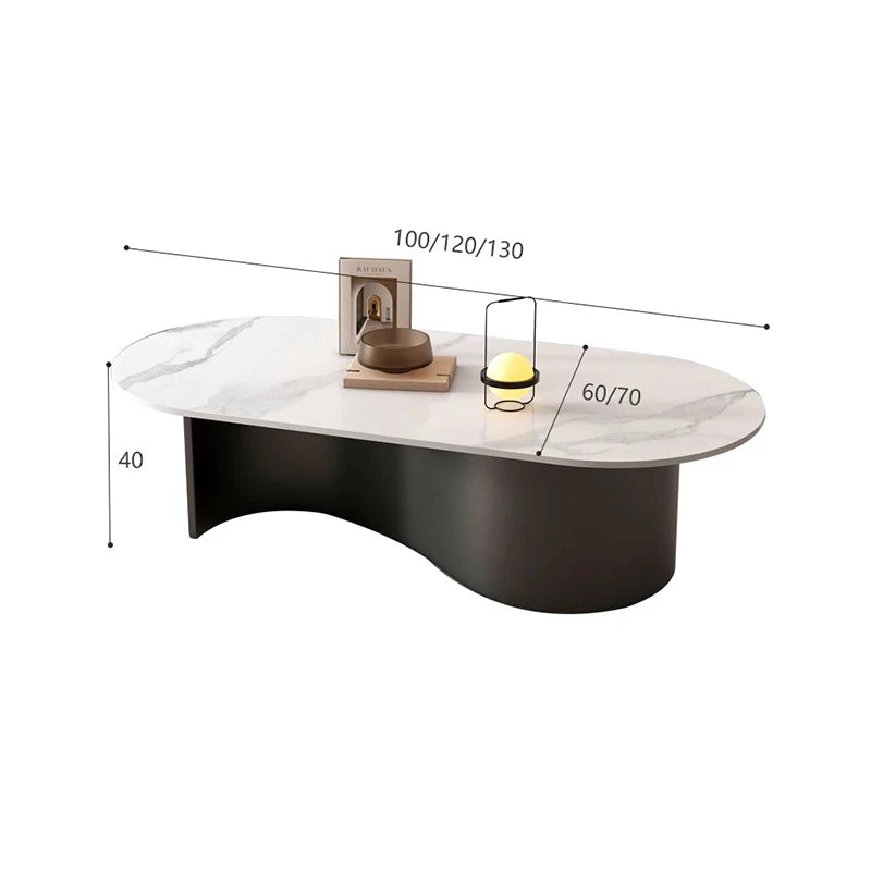 Table basse ovale rectangulaire — esthétique incurvée, glamour, rustique, meubles de salon