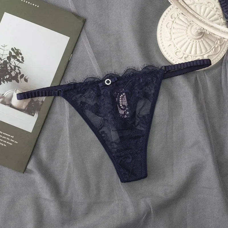 G-String Dentelle Femme — Culotte Lingerie Taille Basse Couleur Unie