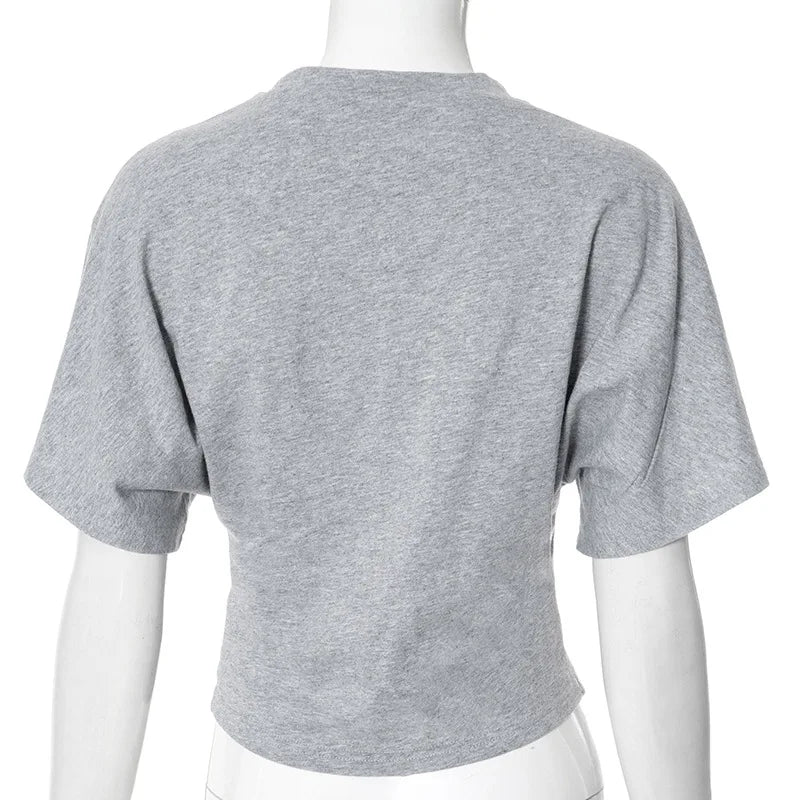 T-shirt en coton manches courtes 220g — Y2K, décontracté, noir et blanc, col rond, femme (v2)