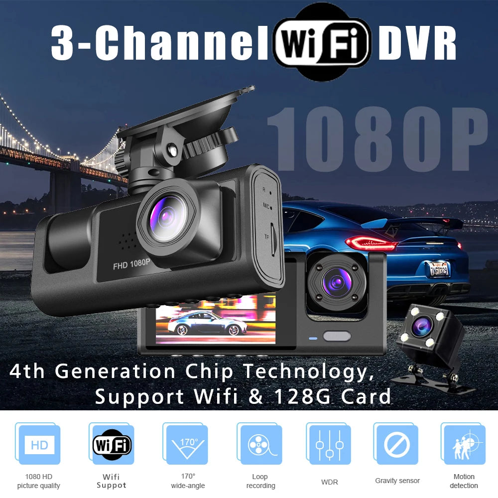 Dashcam Mini 2K WiFi Parking 24H — Enregistreur Voiture Commande Vocale