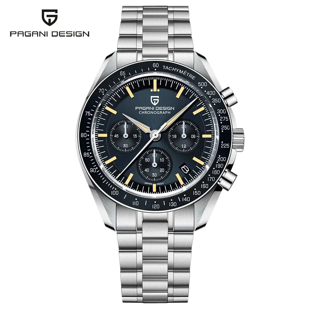 Montre à quartz de luxe pour hommes — chronographe VK63, miroir saphir AR, lumineuse, cadeau 2025