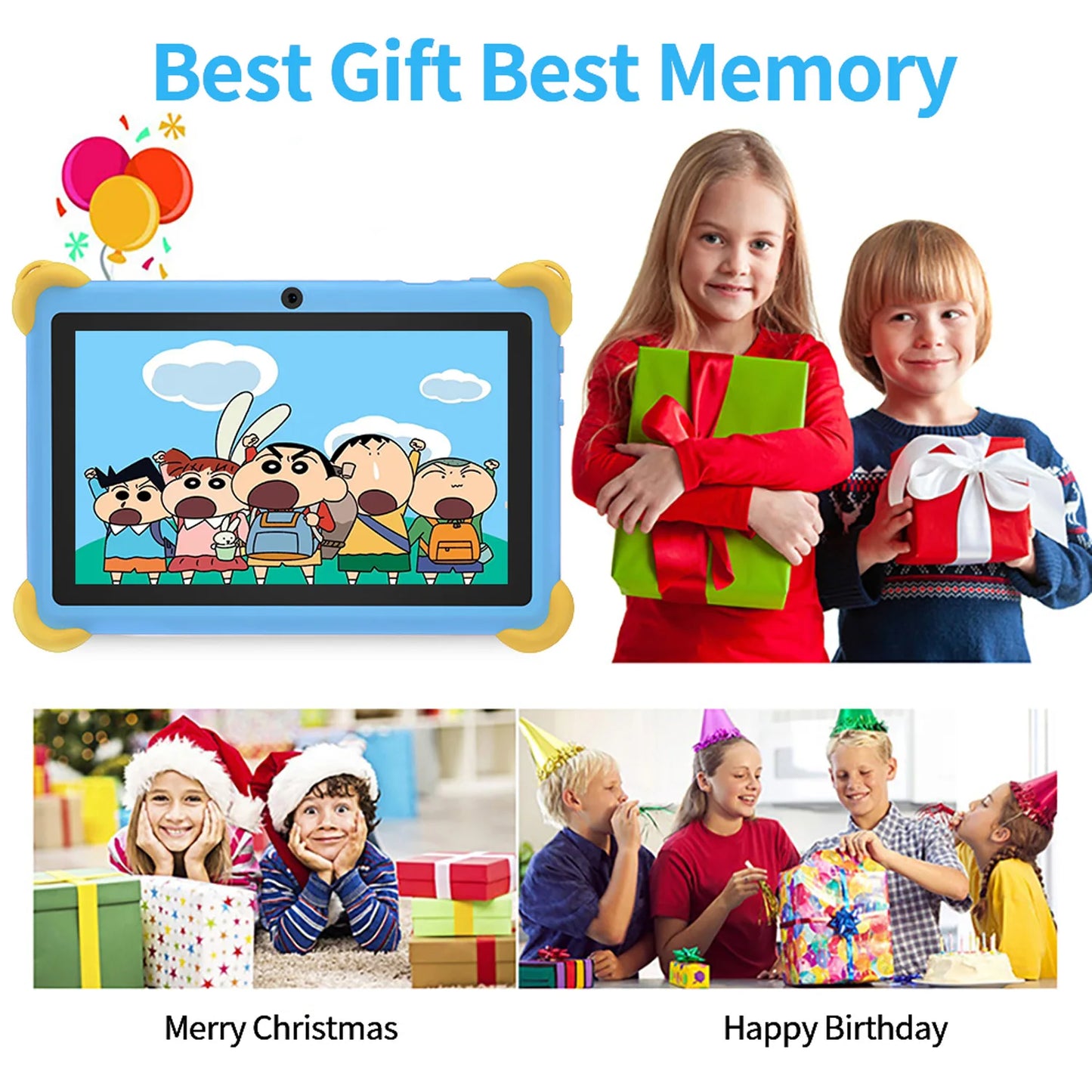 Tablette pour enfants de 7 pouces 5G avec motif de dessin animé, PC d'apprentissage et d'éducation Android avec étui à l'épreuve des enfants, tablette 4000mAh