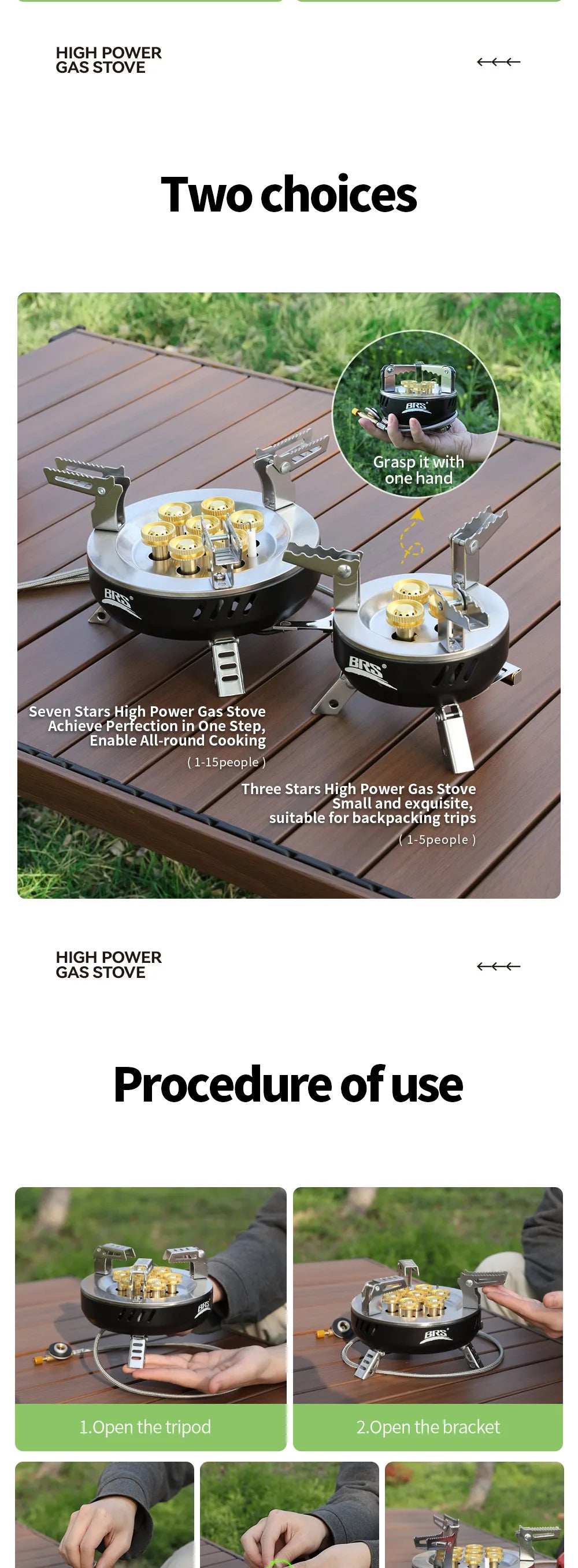 BRS – cuisinière à gaz de Camping 3/7 cœurs, brûleur touristique Portable haute puissance, allumage électronique extérieur, four de Camping, équipement de pique-nique