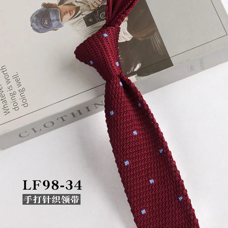 Cravates tricotées rayées pour hommes, rétro étroit, Style coréen, chemises décontractées, accessoires, costume, cravate