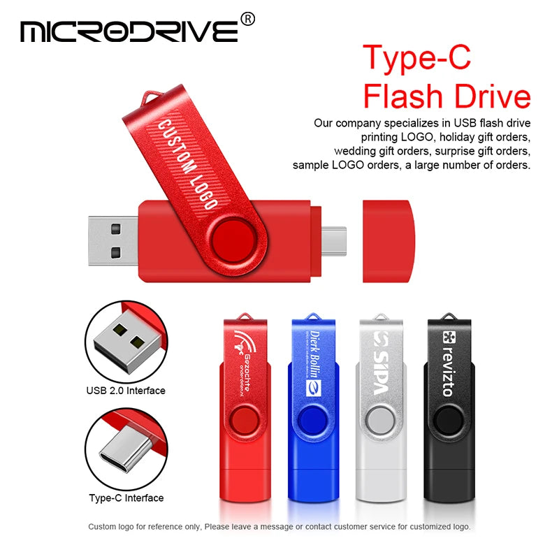 Clé USB OTG 2 en 1 Type C 128 Go, clé USB 1 Go, 2 Go, 4 Go, 8 Go, 32 Go, 64 Go, 128 Go, mémoire USB