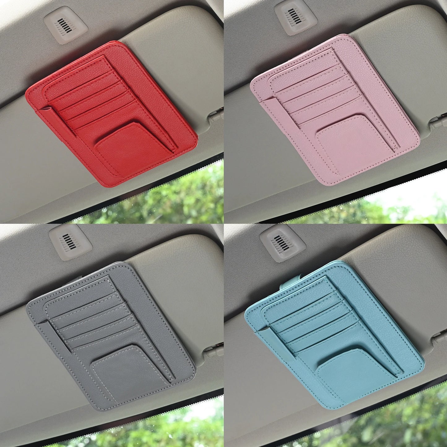 Organisateur Visière Voiture Multi-Poches — Porte-Cartes Lunettes Rangement Anti-Rayures