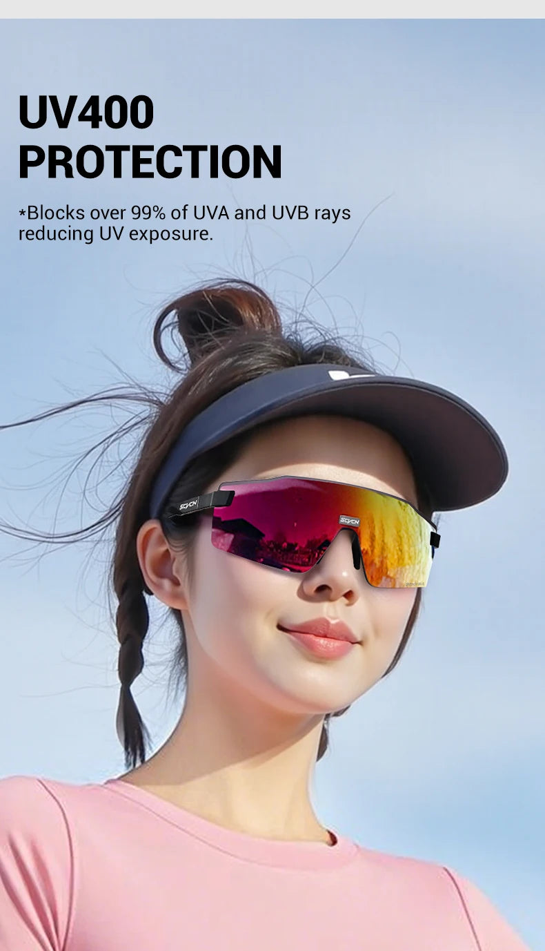 Lunettes de cyclisme photochromiques SCVCN pour hommes et femmes, lunettes de vélo de route et de VTT, lunettes de randonnée décontractées, coupe-vent