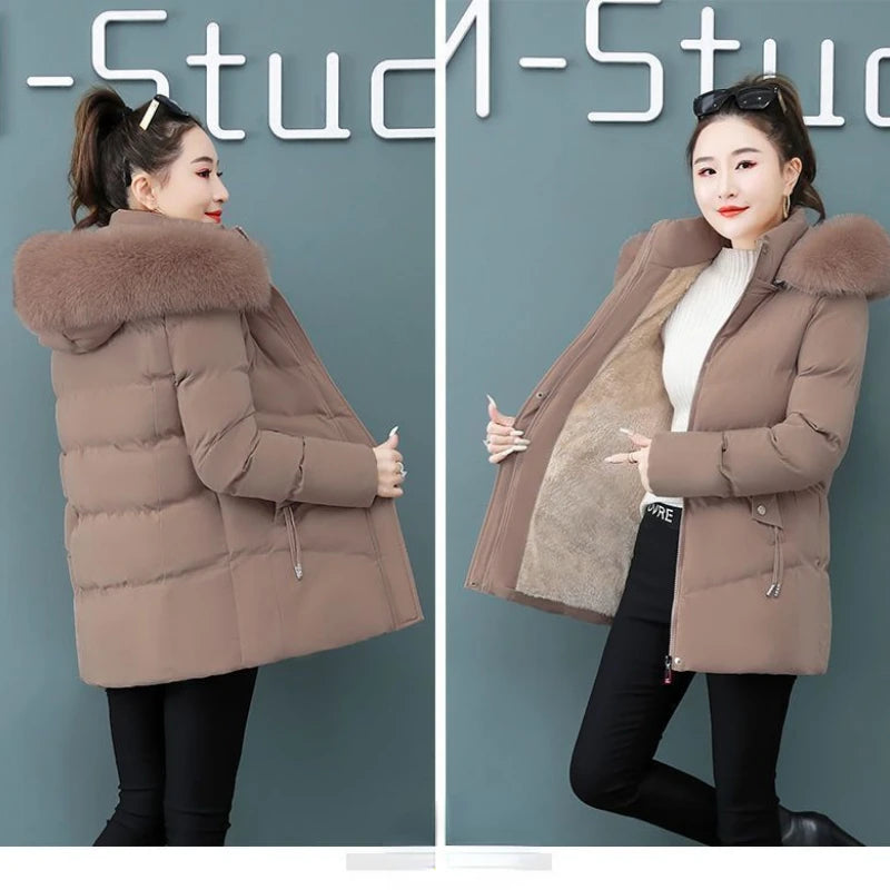 Veste à capuche en coton Smile pour femme, manteau d'optique, parkas chaudes en fourrure, coupe-vent, super chaud, vêtements pour femmes, hiver