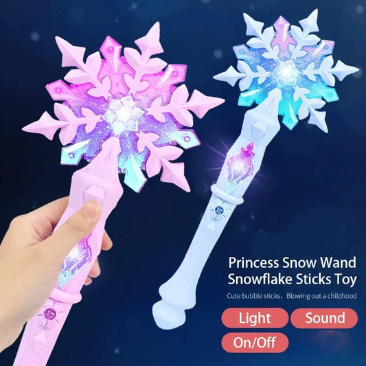 Varita de nieve de princesa para niñas, juguete de hadas, varitas luminosas, Navidad, Halloween, juguetes para niños, copo de nieve, palos luminosos, Cosplay para niños