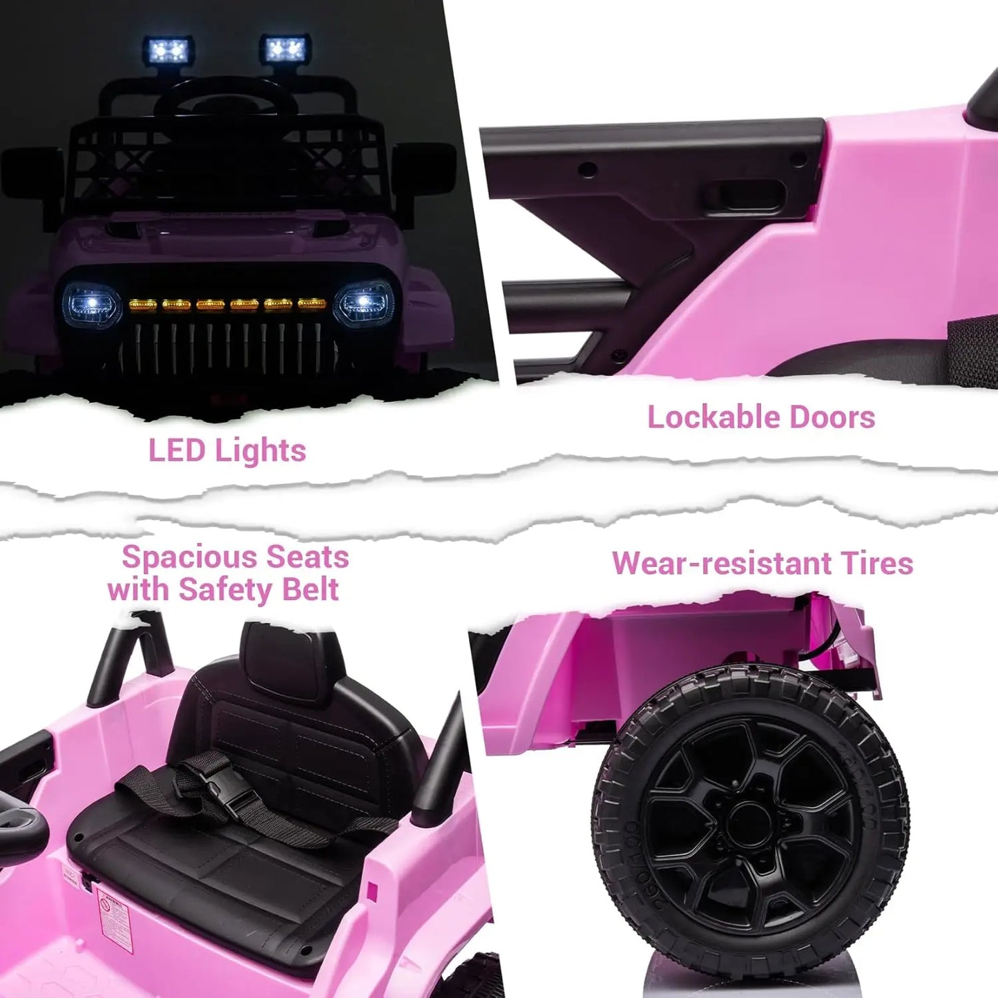 12V Kids Ride-On Car, Electric Toddler Vehicle with Remote Control, 3 Speeds, LED Lights, Music, and USB Port, Battery Powered