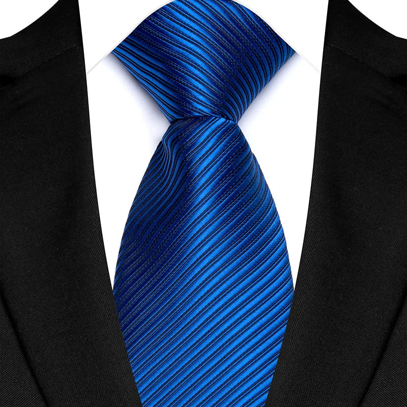 Cravate classique à rayures Paisley pour hommes — 8cm, Jacquard, bleu royal, accessoires, mariage