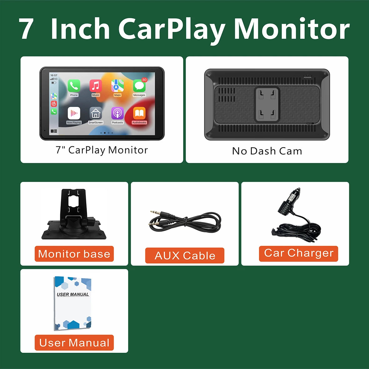 Pantalla Carplay para coche, Carplay inalámbrico portátil de 10" y Android Auto, receptores de audio estéreo para coche con enlace espejo y navegación GPS