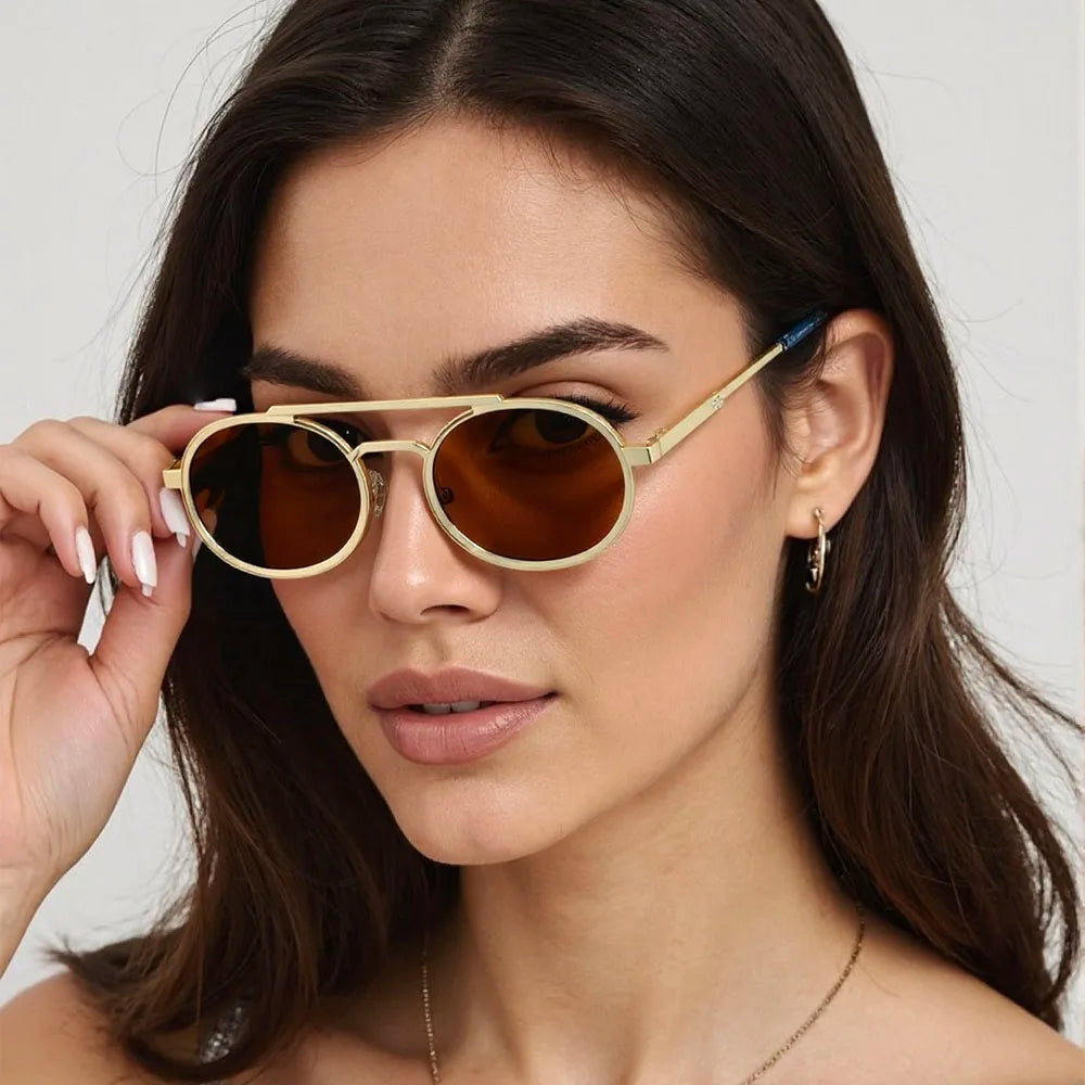 Lunettes de soleil ovales pour hommes et femmes — mode, vintage, Steampunk, 2025