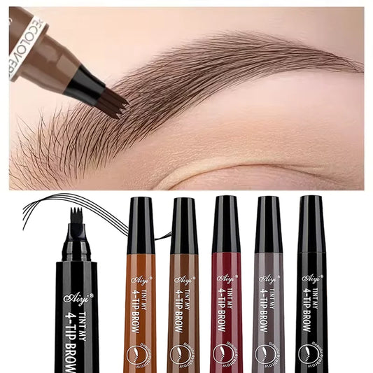 Lápiz de microblading de 4 puntas, delineador de ojos, resistente al agua, natural, de larga duración, cinco colores