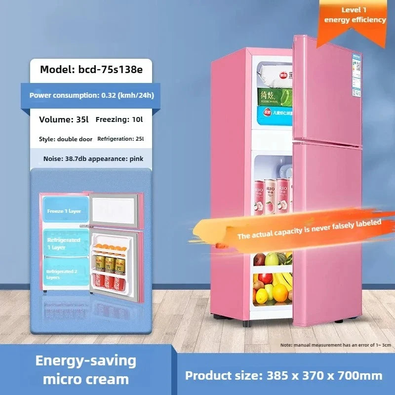 Refrigerador de doble puerta para apartamento de alquiler, pequeño refrigerador doméstico con congeladores profundos, refrigerador de bajo consumo de nivel uno