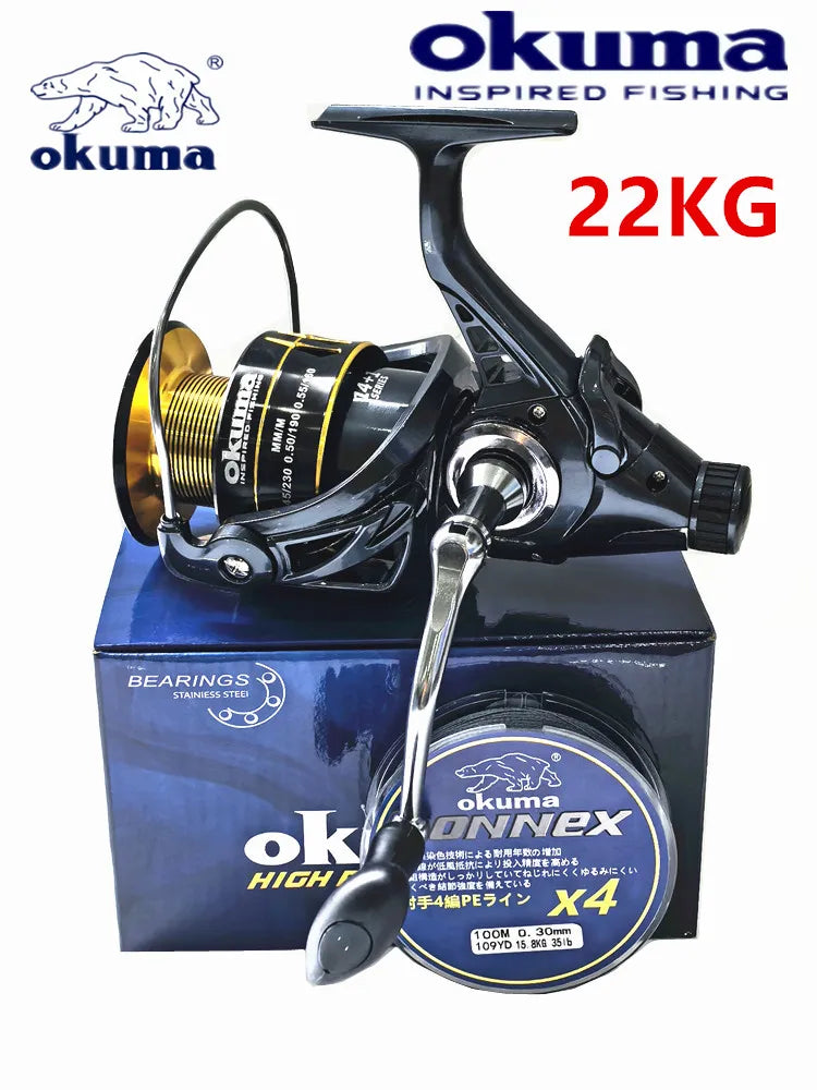 Okuma – moulinet de pêche rotatif avec tasse en métal, charge maximale de 22KG, adapté au modèle 3000 à 8000