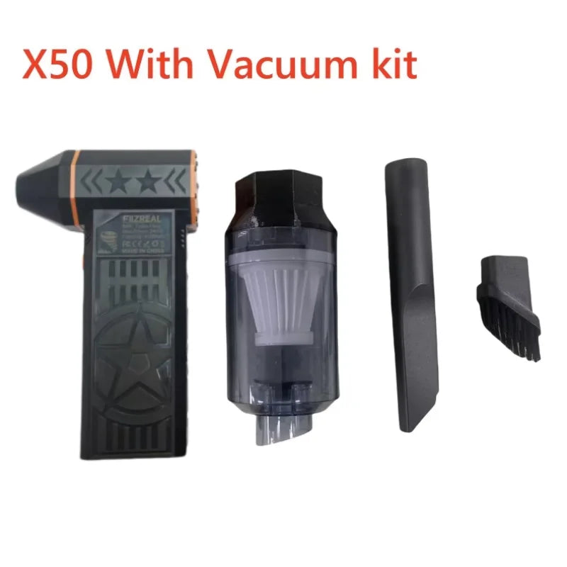Ventilador Turbo sin escobillas Fiizreal X50 240W de alta velocidad portátil 8000mAh recargable 57 m/s viento tipo tifón carga tipo C ventilador de camping