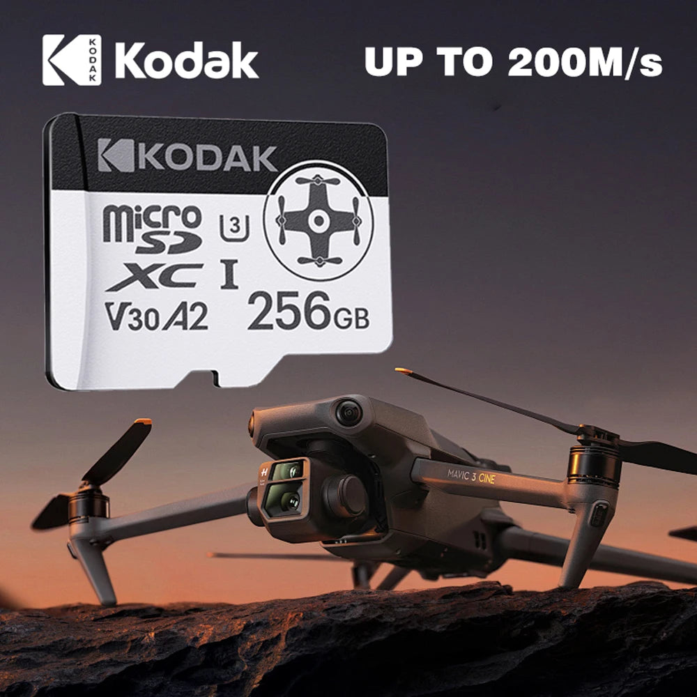 Carte Micro SD A2 haute vitesse jusqu'à 200 Mo/s — compatible drones et caméras