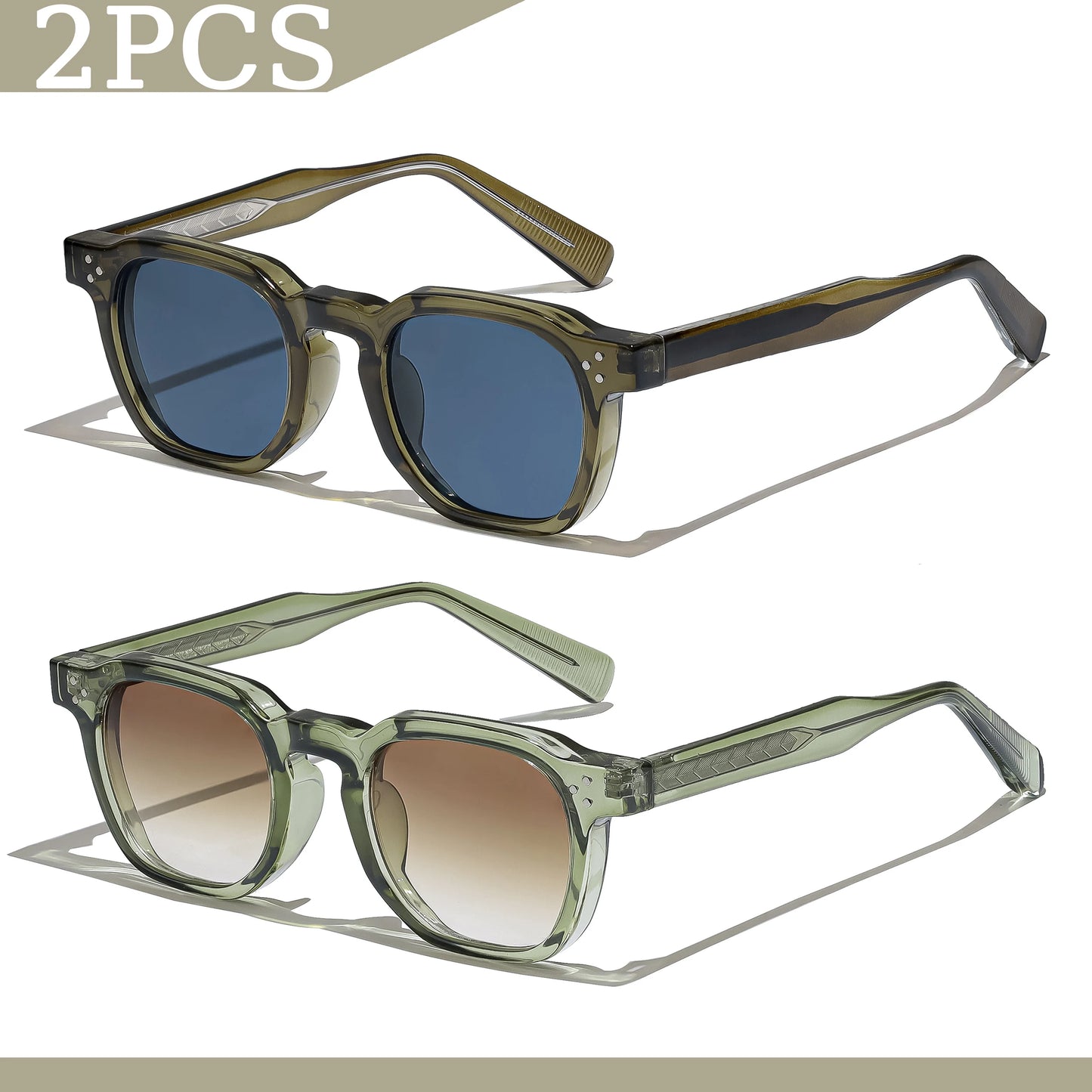 Lunettes de soleil carrées rétro pour hommes — mode punk, femmes, voyage, UV400, lot 1/2/3 pièces
