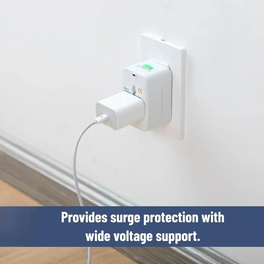 Universal Travel Adapter, Compact International Power Adapter for US, EU, UK, AU, and India Outlets
