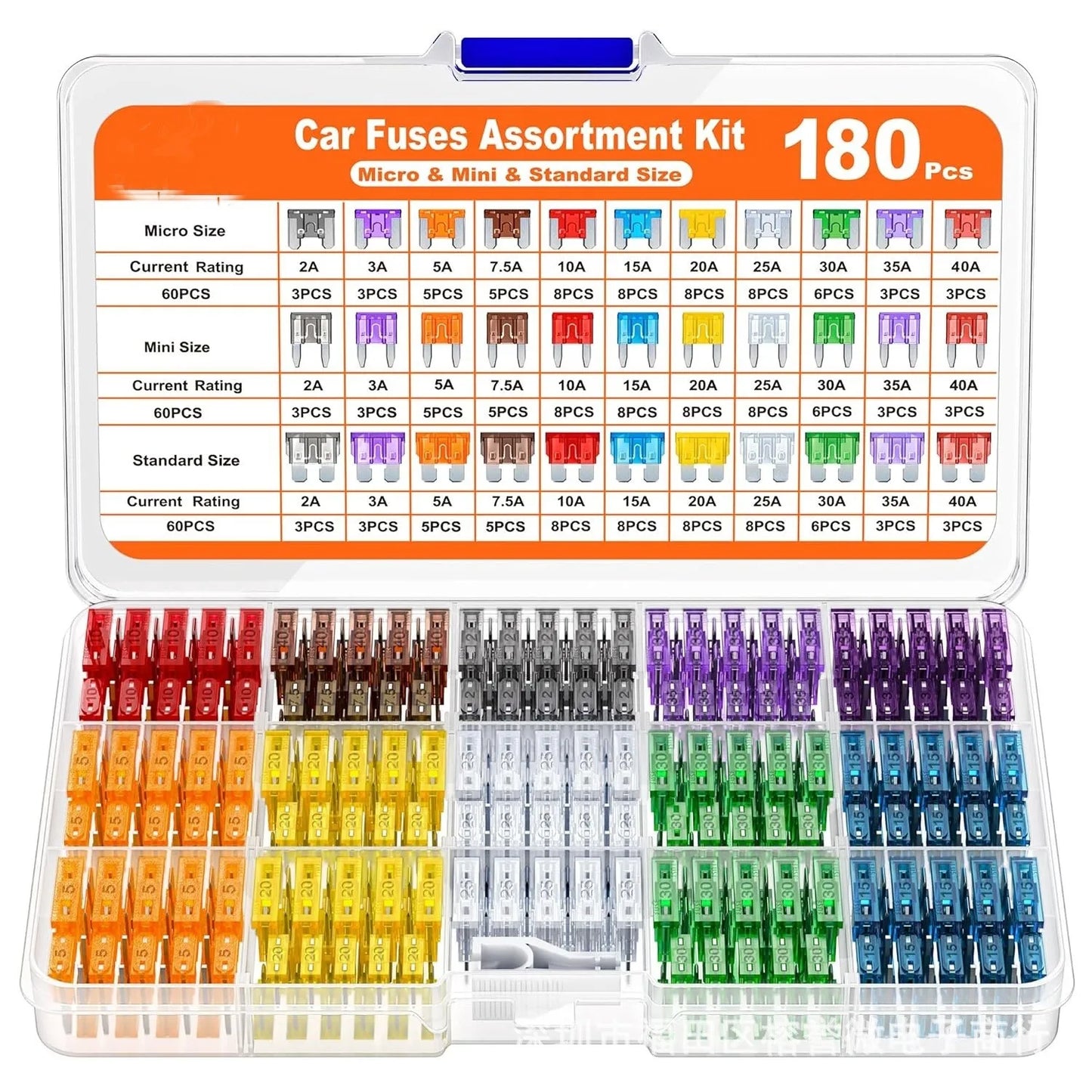 Kit d'assortiment de fusibles à lame de voiture, 300/180/120 pièces, pour camion automobile, moyen et petit fusible mixte pour Circuit de moto avec boîte