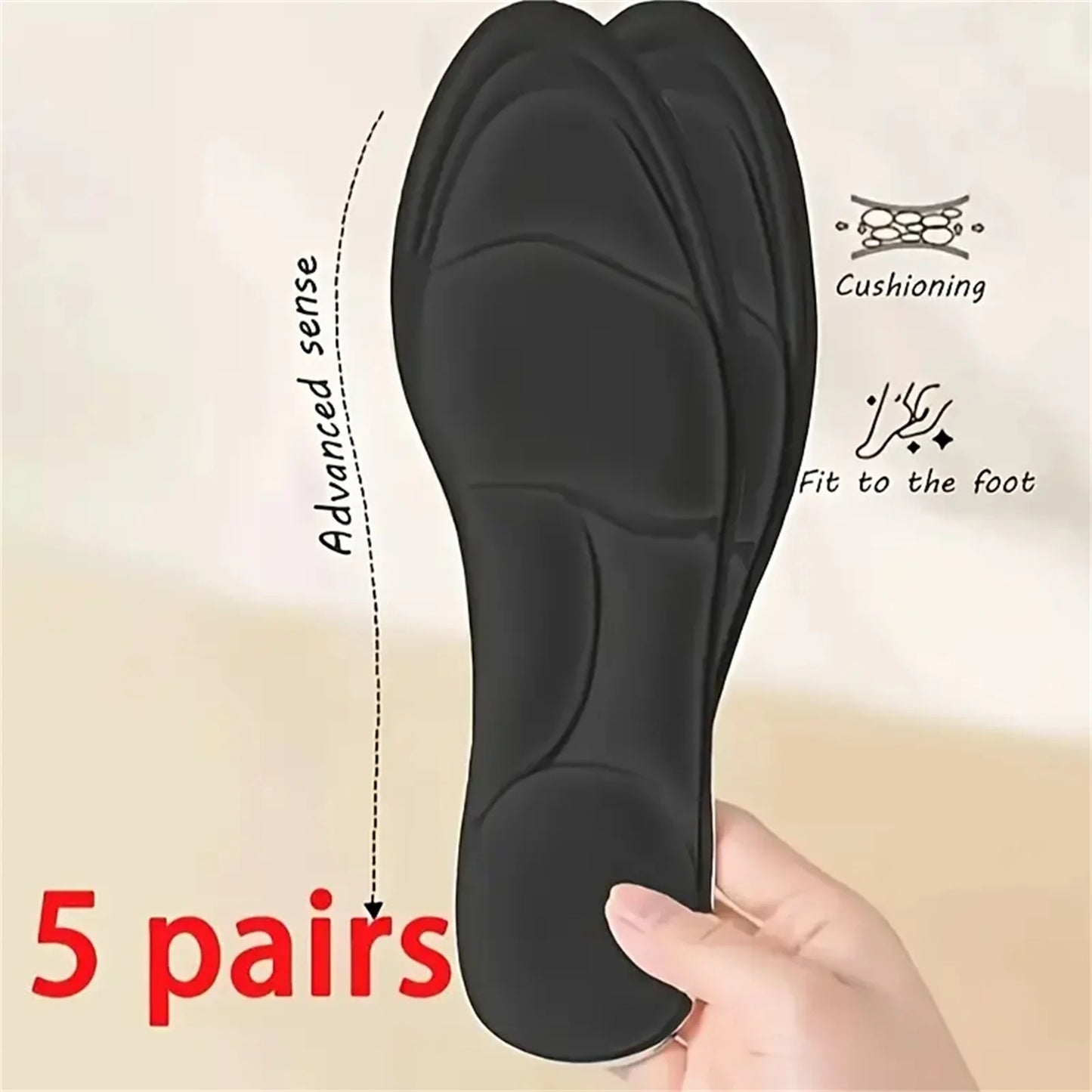 Plantillas deportivas 5D de espuma viscoelástica para masaje, almohadilla transpirable para zapatos de hombres y mujeres, soporte de arco ortopédico, cuidado ortopédico