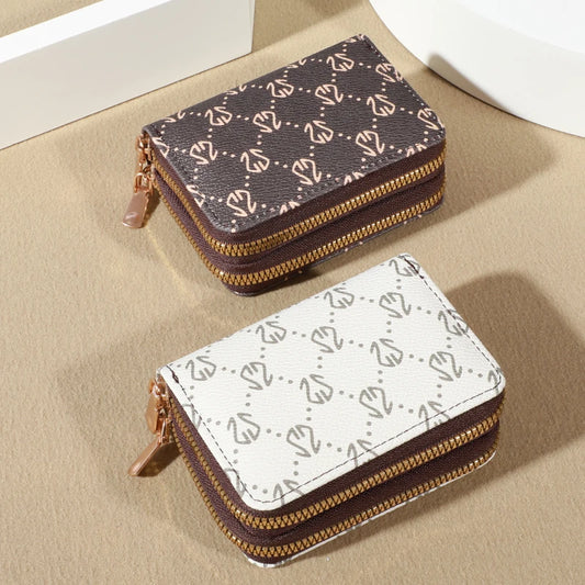 Portefeuille Vintage Fermeture Éclair Femme — Chic Multi-Emplacements Cuir