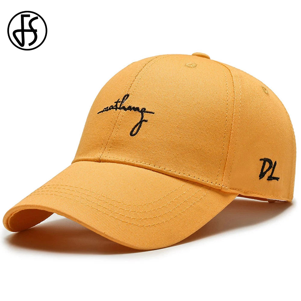 Men's White and Yellow FS Baseball Caps, Luxury Brand, Women's Designer Hat, Stylish Korean Streetwear, Hip-Hop Cap, Men's Cap 2026
