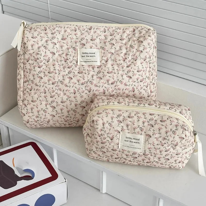 Trousse Toilette Vintage Florale Voyage — Organisateur Maquillage Grande Capacité