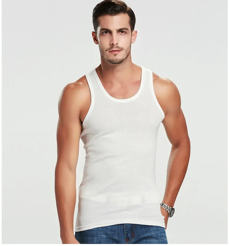 1 Pack de débardeurs en coton pour hommes, quatre saisons, style simple, pour adolescents, sport, fitness, t-shirt décontracté sans manches pour hommes d'âge moyen