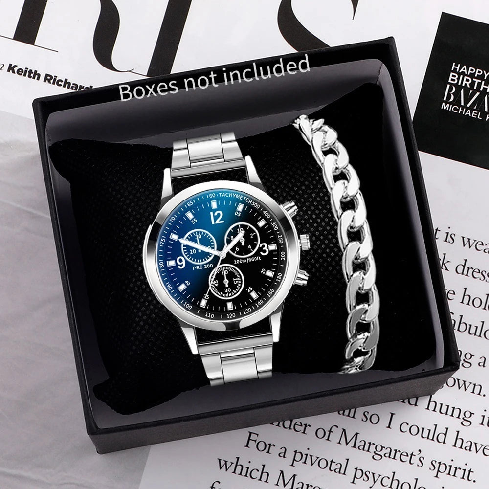 Reloj de cuarzo para hombre, de negocios, con correa de acero inoxidable