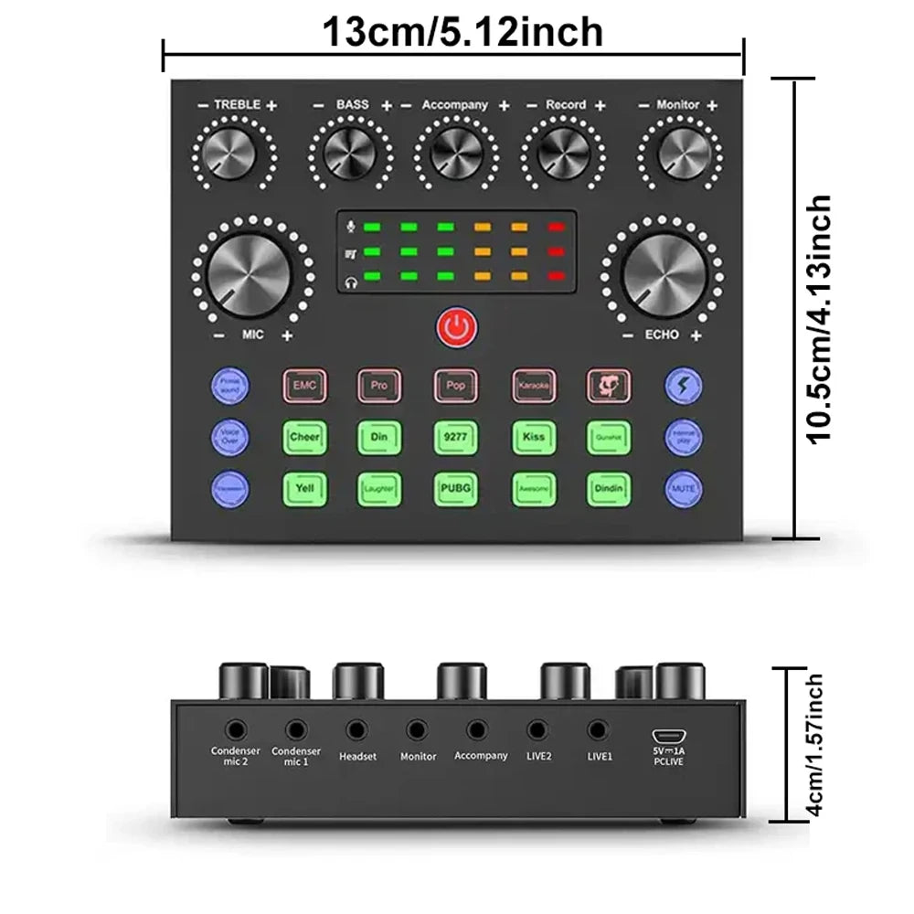 V8S – Kit carte son live avec microphone pour streaming, enregistrement et DJ