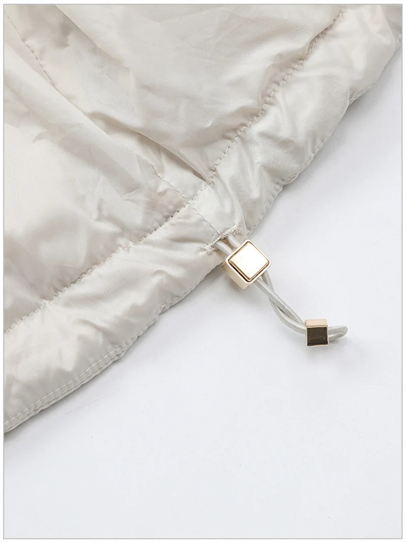 Chaleco de mujer Schinteon camel tipo capa de plumas con capucha holgado sin mangas, chaleco sólido de moda, chaqueta de otoño invierno 2025 nuevo