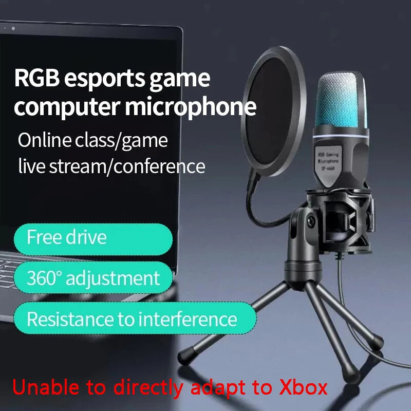 Microphone USB à condensateur pour gaming et podcast – Micro filaire pour PC, streaming et karaoké